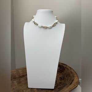 Vintage German White and Gold Tone Necklace/Choker